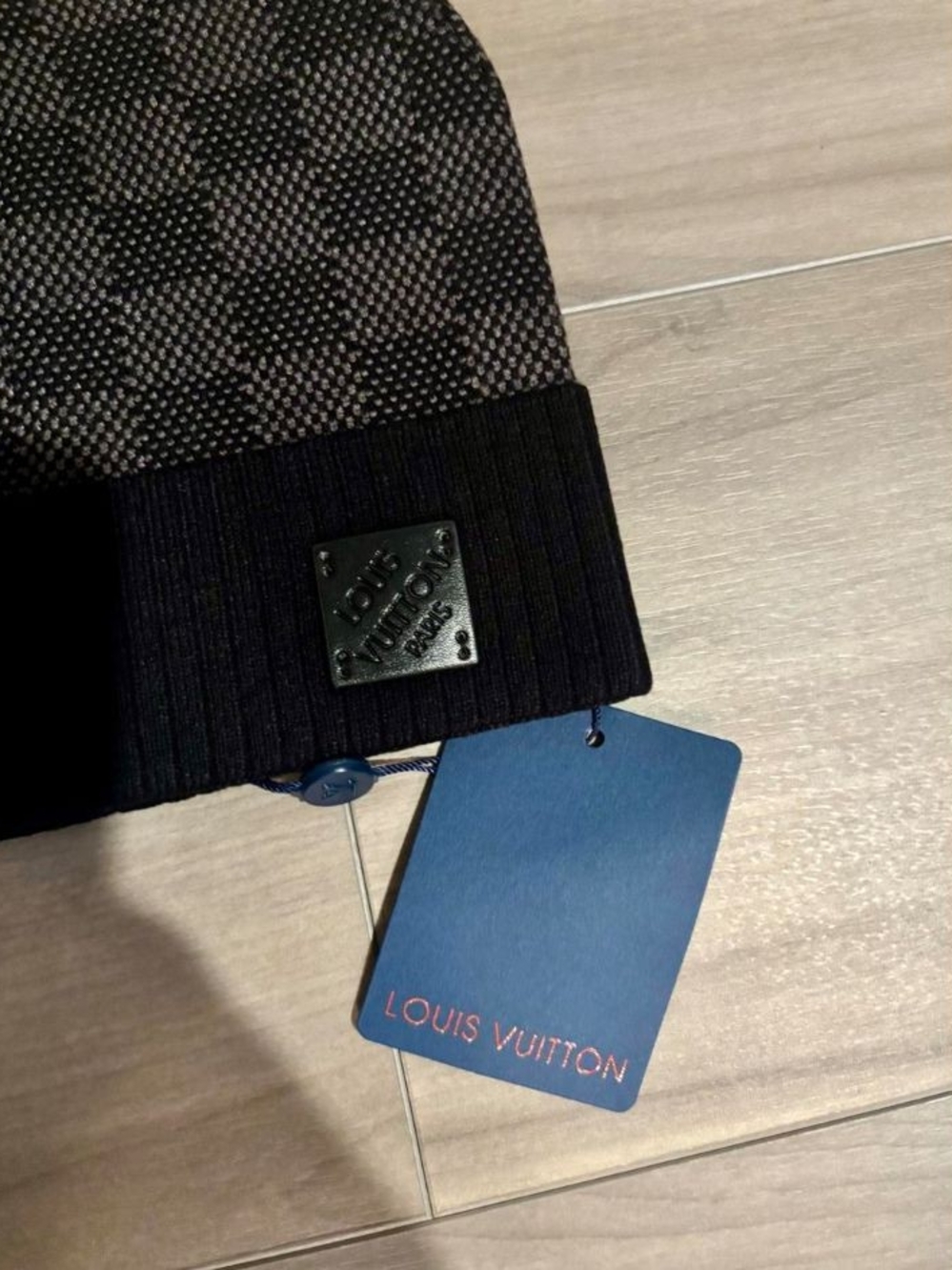 Louis Vuitton Black Knit Beanie with LV Patch